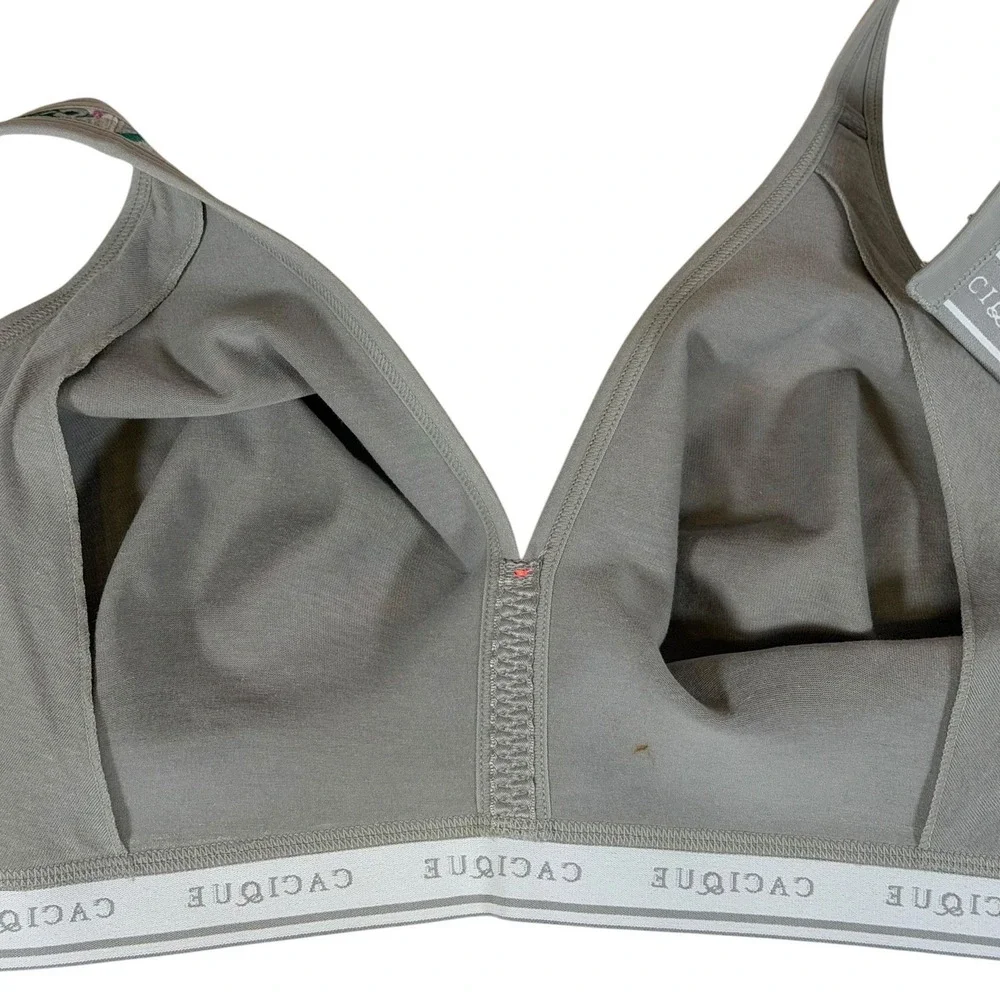 Cacique Women's 52B Tropical Floral Wireless Bra Gray Full Coverage Unlined